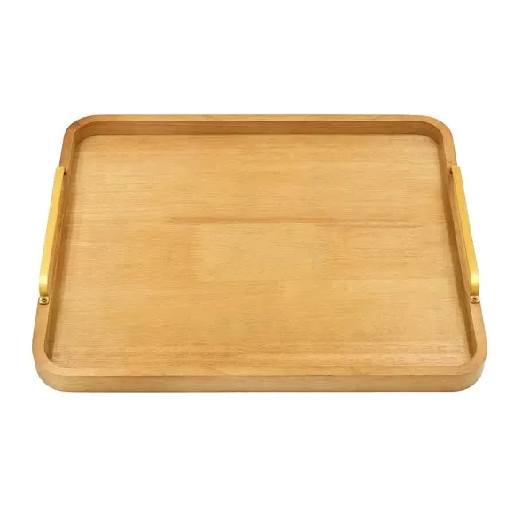 Wooden Tray with Handles - Natural Wood