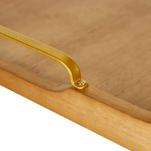 Wooden Tray with Handles - Natural Wood