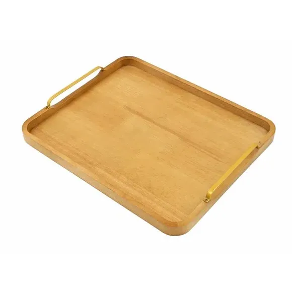 Wooden Tray with Handles - Natural Wood image
