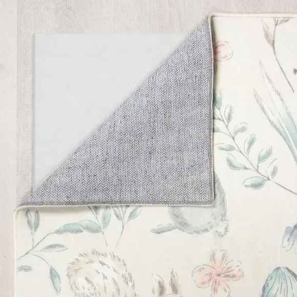 Woodland Animals Washable Rug - Multicolor, Faux Fur