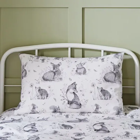 Woodland Duvet Cover Set - Grey, Cotton