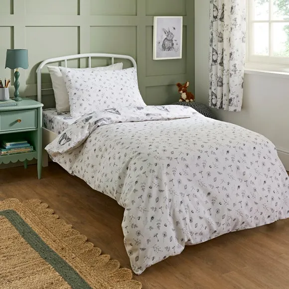 Woodland Duvet Cover Set - Grey, Cotton
