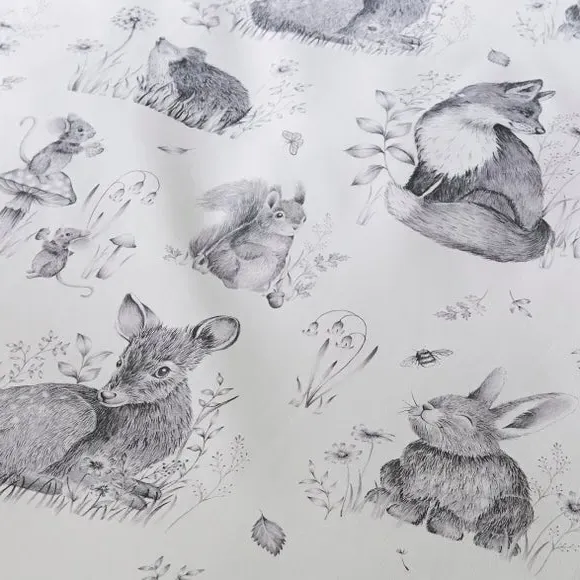 Woodland Duvet Cover Set - Grey, Cotton