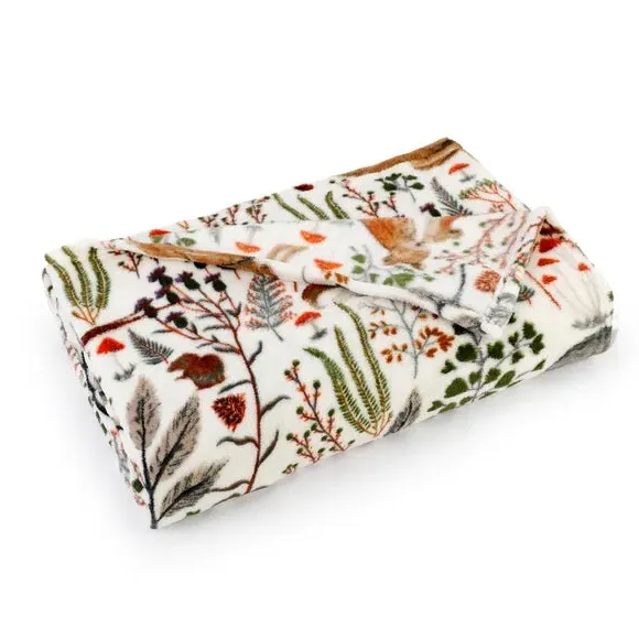 Woodland Printed Fleece Throw - Multicolor