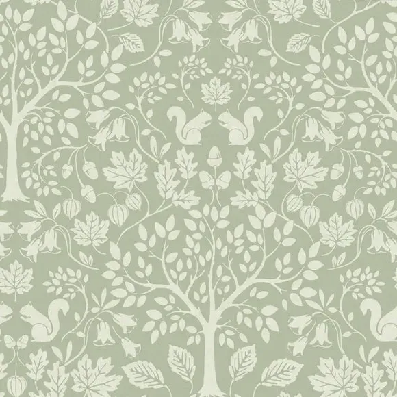 Woodland Wallpaper with Matt Finish - Green