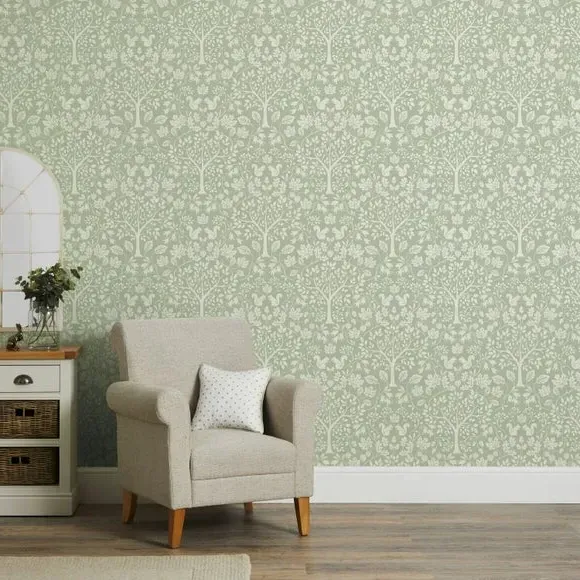 Woodland Wallpaper with Matt Finish - Green image