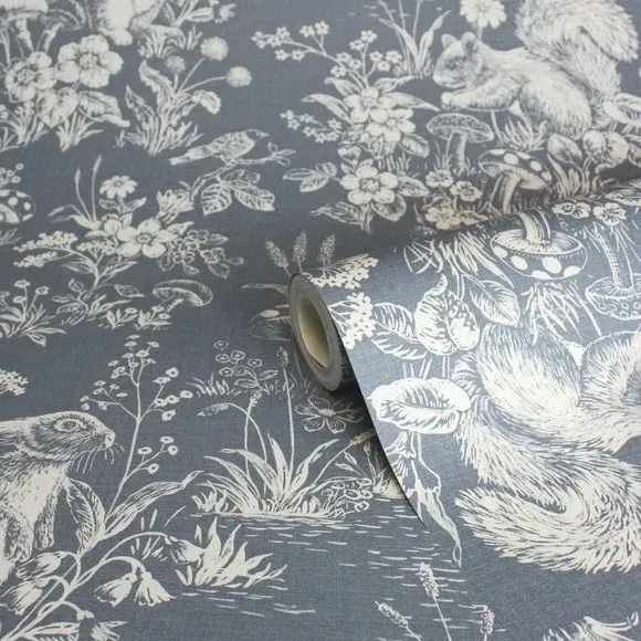 Woodland Wallpaper with Matte Finish - Blue