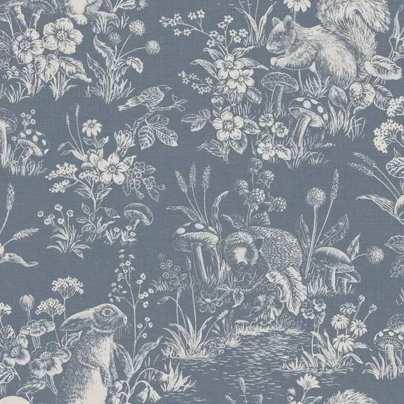 Woodland Wallpaper with Matte Finish - Blue