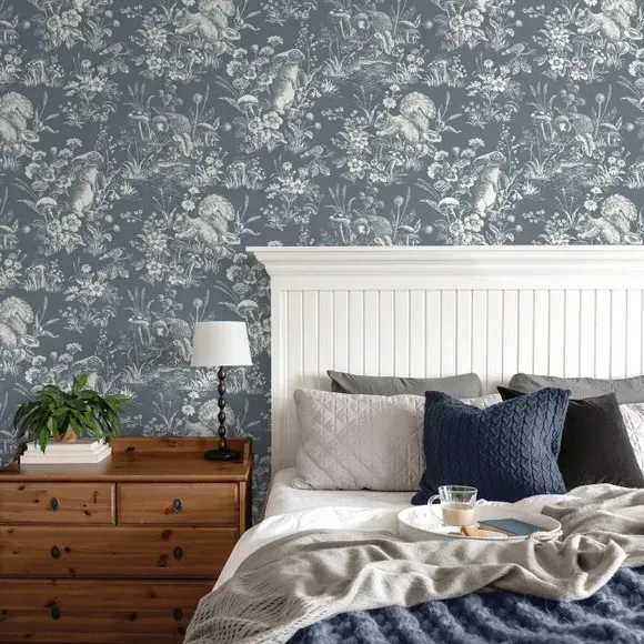 Woodland Wallpaper with Matte Finish - Blue