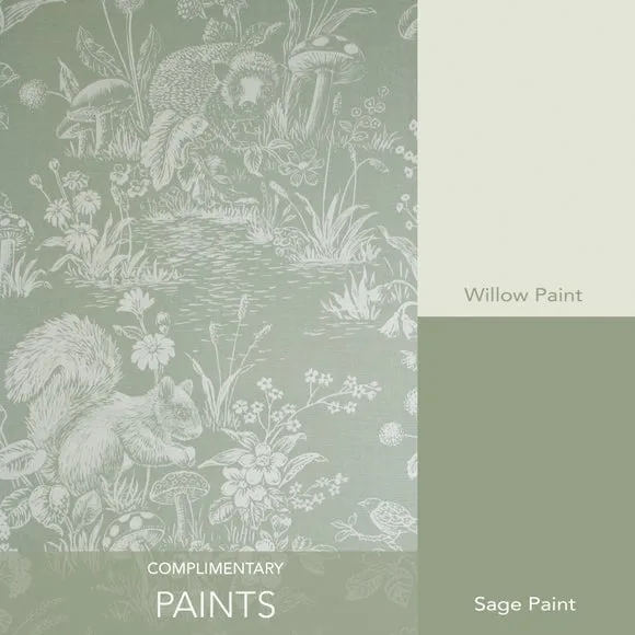 Woodland Wallpaper with Matte Finish - Sage