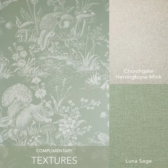 Woodland Wallpaper with Matte Finish - Sage