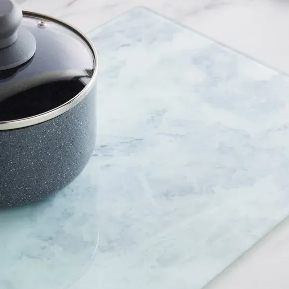 Worktop Saver with Marble Design - White, Glass