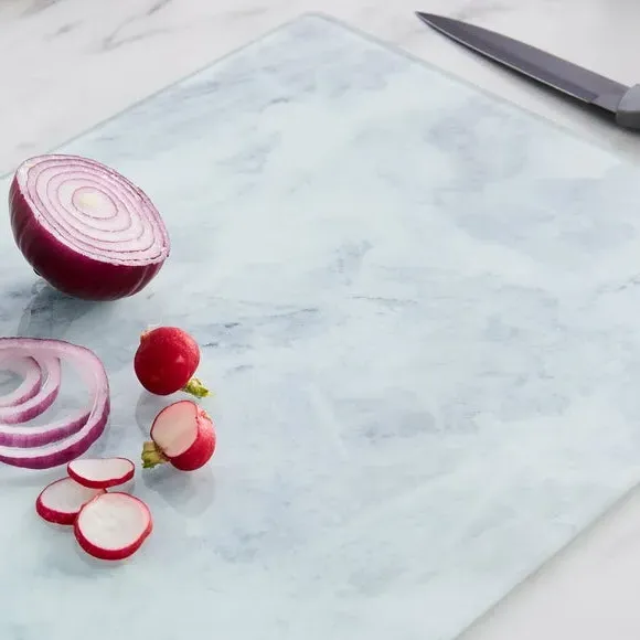 Worktop Saver with Marble Design - White, Glass