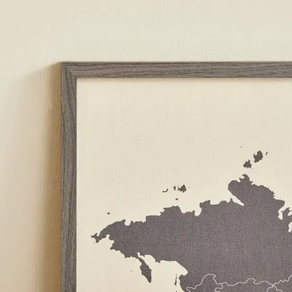 World Map Pin Board - Brown, Canvas