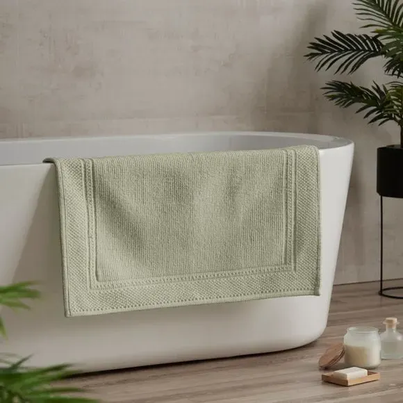 Woven Bath Mat - Green, Cotton