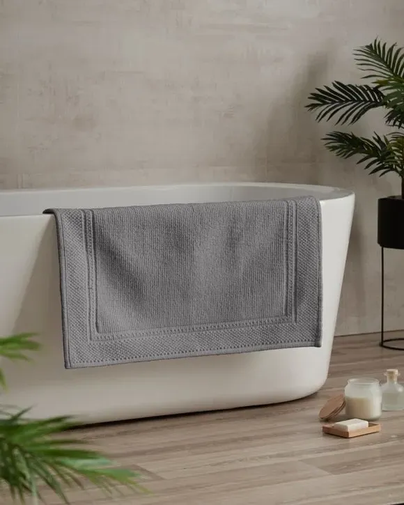 Woven Bath Mat - Grey, Cotton