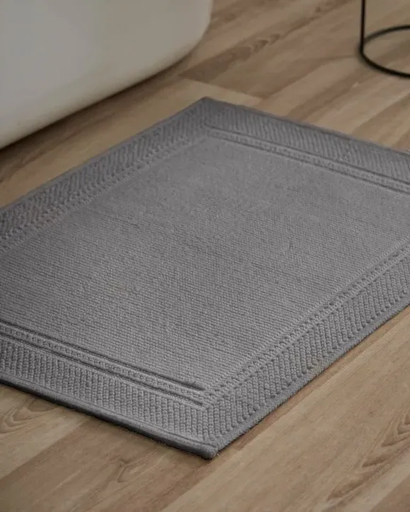 Woven Bath Mat - Grey, Cotton