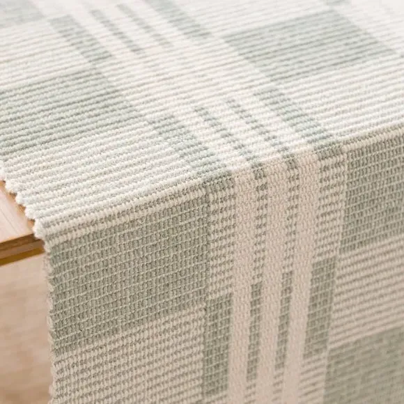 Woven Block Table Runner - Sage, Cotton