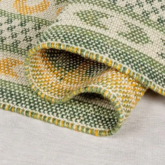 Woven Border Rug - Green, Jute