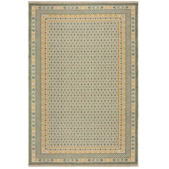 Woven Border Rug - Green, Jute