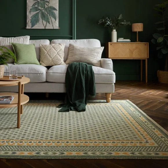 Woven Border Rug - Green, Jute