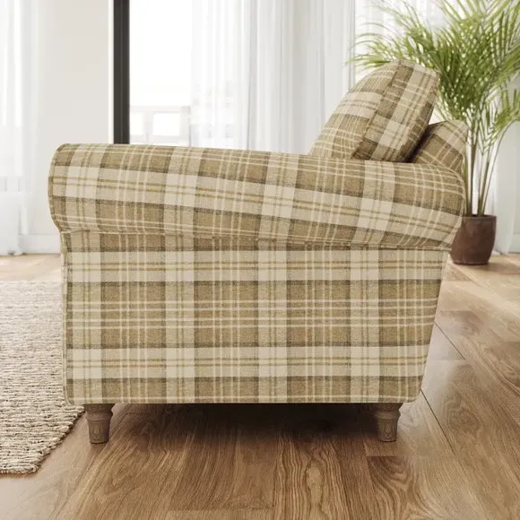 Woven Check Armchair - Latte, Fabric