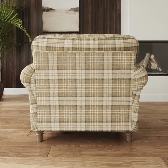 Woven Check Armchair - Latte, Fabric