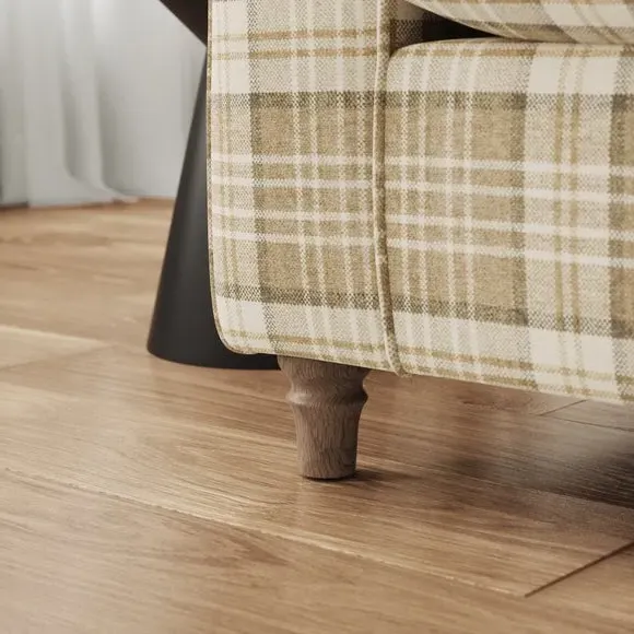 Woven Check Armchair - Latte, Fabric