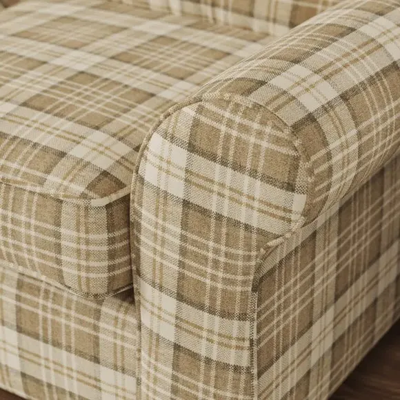 Woven Check Armchair - Latte, Fabric