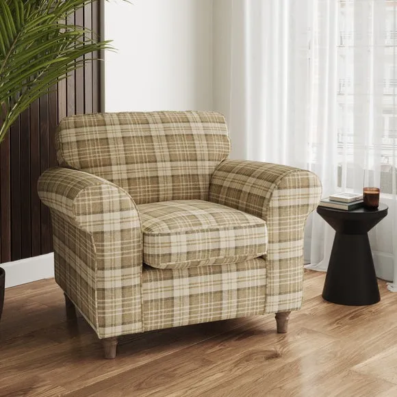 Woven Check Armchair - Latte, Fabric image