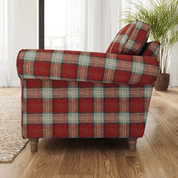 Woven Check Armchair - Red, Fabric
