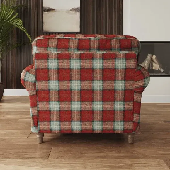 Woven Check Armchair - Red, Fabric