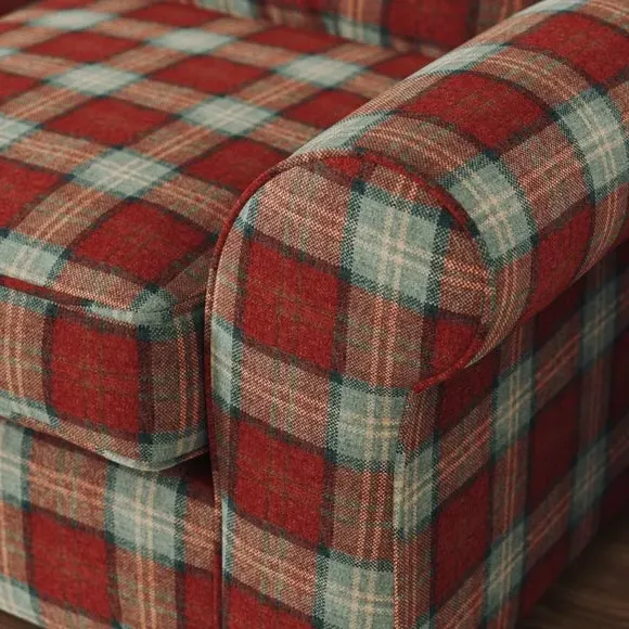 Woven Check Armchair - Red, Fabric