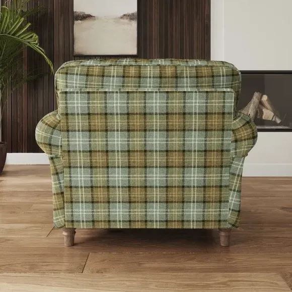 Woven Check Armchair - Soft Teal, Fabric