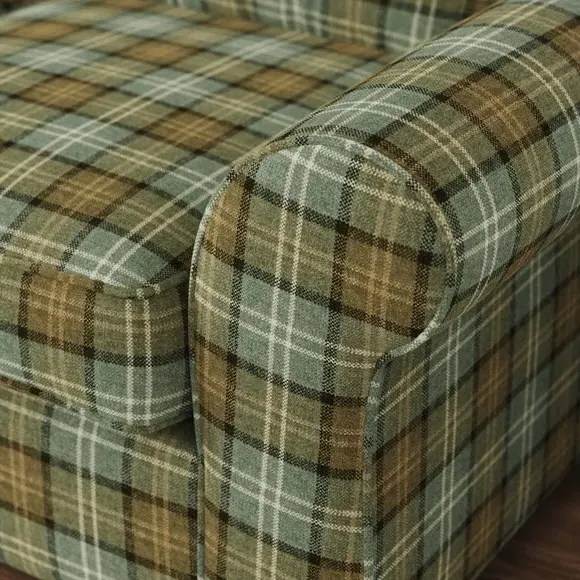 Woven Check Armchair - Soft Teal, Fabric