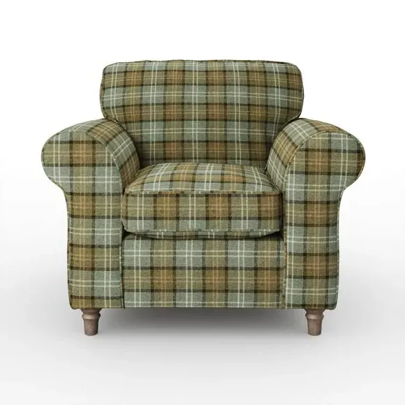 Woven Check Armchair - Soft Teal, Fabric