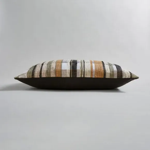 Woven Check Cushion - Brown, Polyester
