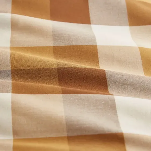 Woven Check Duvet Cover Set - Caramel, Cotton