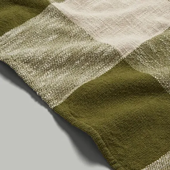 Woven Check Throw Blanket - Olive, Cotton