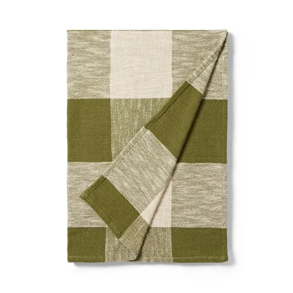 Woven Check Throw Blanket - Olive, Cotton