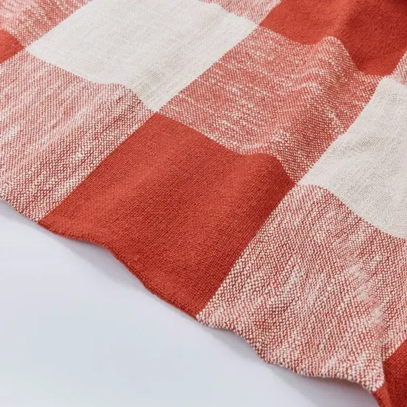 Woven Check Throw Blanket - Orange, Cotton