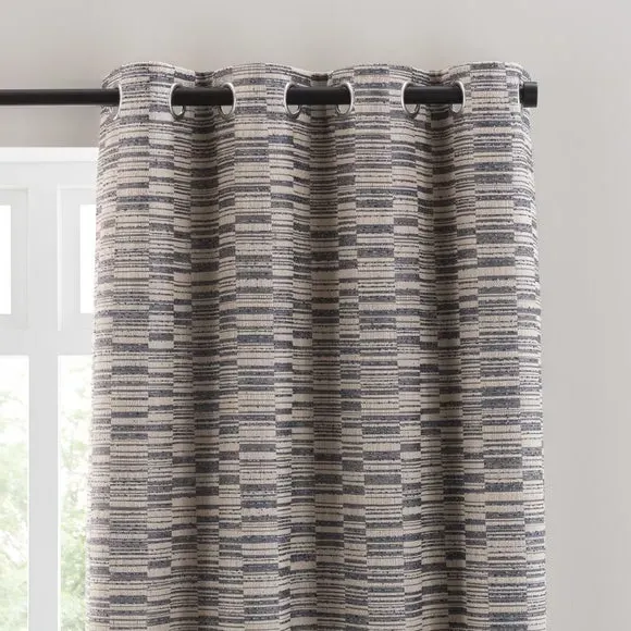 Woven Eyelet Curtain with Jacquard - Denim image