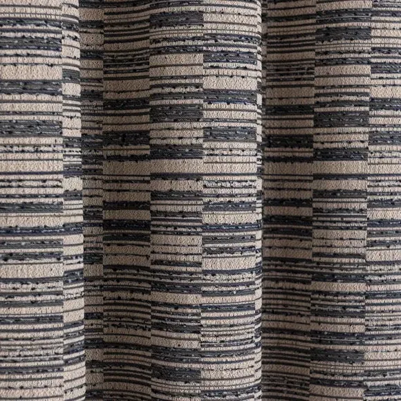 Woven Eyelet Curtain with Jacquard - Denim