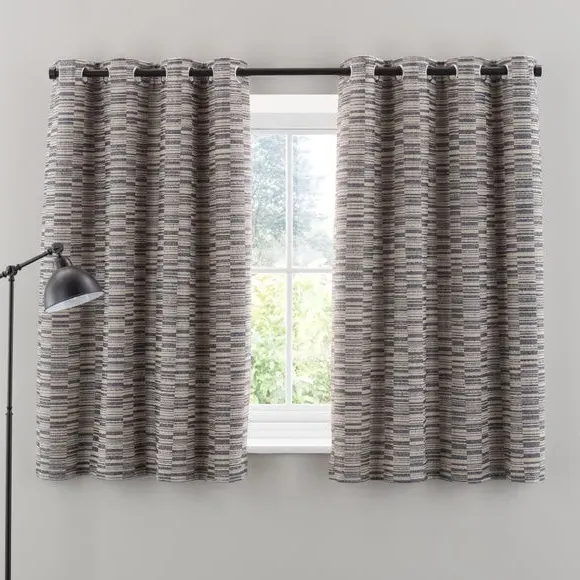 Woven Eyelet Curtain with Jacquard - Denim