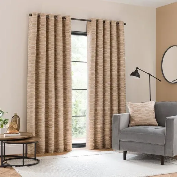 Woven Eyelet Curtain with Jacquard - Honey