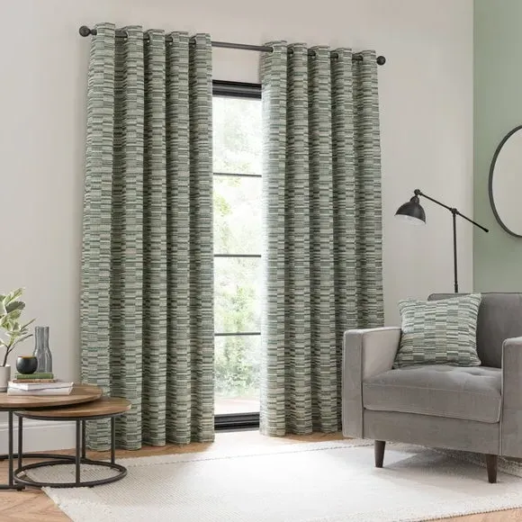 Woven Eyelet Curtain with Jacquard - Jade