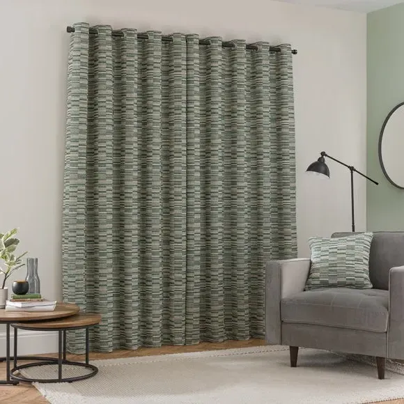 Woven Eyelet Curtain with Jacquard - Jade
