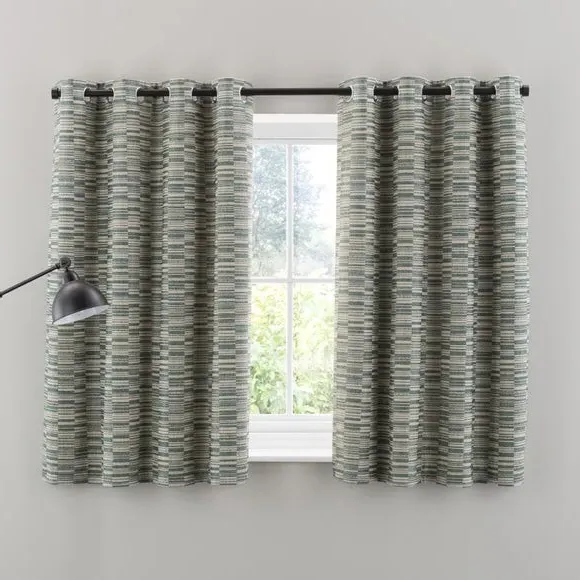 Woven Eyelet Curtain with Jacquard - Jade