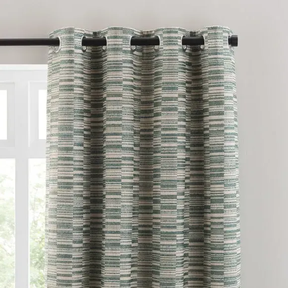 Woven Eyelet Curtain with Jacquard - Jade