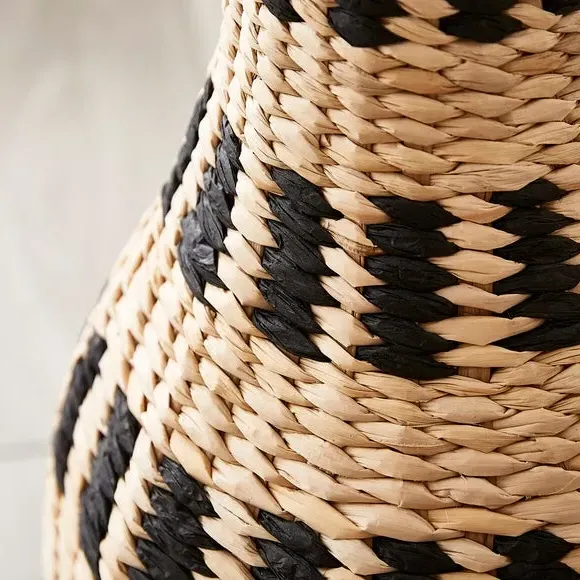 Woven Floor Vase - Black & Natural, Rush